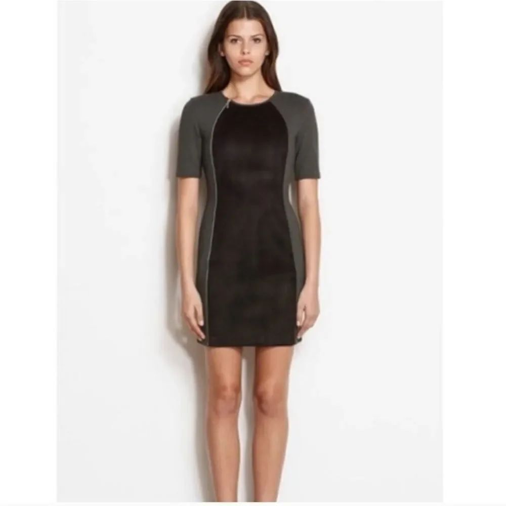 Armani Exchange Suede Mini Bodycon Dress Black Gray Size SP